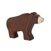 Handgemaakte houten grote bruine beer van het merk Holztiger speelfiguur 15 cm te koop online bij Het Speellab
