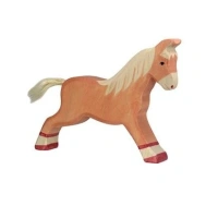Van duurzaam hout handgemaakte rennend paard waldorf geinspiteerd van Holztiger bij Het Speellab