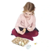 Tender Leaf houten eieren met eierdoos voor fantasierijk spel.