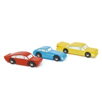 Tender Leaf Toys houten retro autos set van 3 vintage sportwagens in primaire kleuren van online speelgoedwinkel Het Speellab