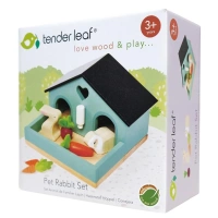 Duurzame houten huisdierenset met konijn, cavia en accessoires.
