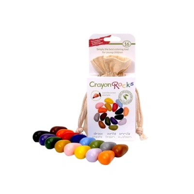 Crayon Rocks 16 ergonomische wasco krijtjes in katoenen zakje.