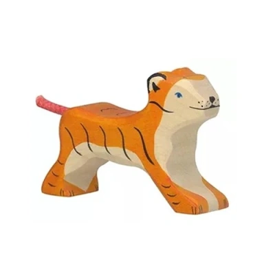 Duurzame houten tijger van Holztiger voor open einde speelgoed.
