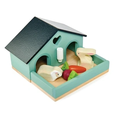 Tender Leaf Houten Pet Rabbit Set met konijnenhok en huisdieren van Het Speellab.