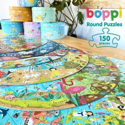 Ronde wereldpuzzel voor kinderen – 150 stukjes – Boppi