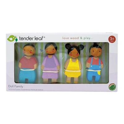 Houten poppenhuisfiguren die fantasie en taalontwikkeling stimuleren.