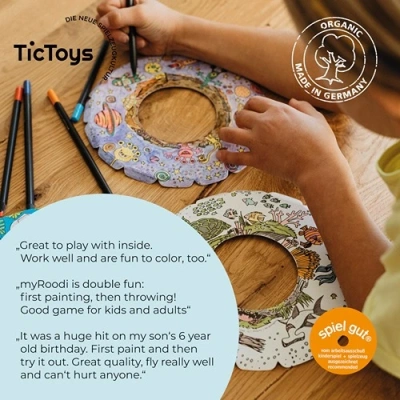 Duurzame indoor frisbee van premium karton voor kinderen.